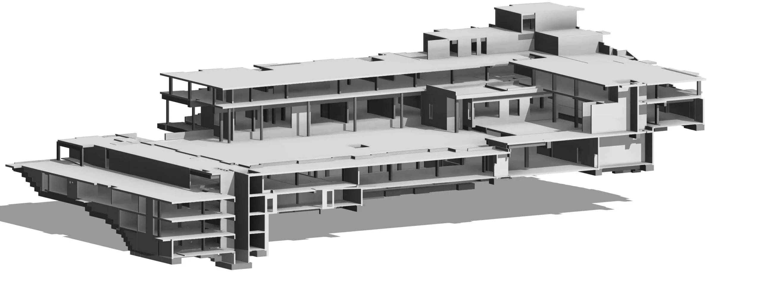 As-built BIM model of a low-rise building with asset data for facility management